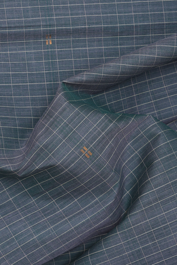 Venkatagiri Cotton Saree In Sage Green With Checks Design