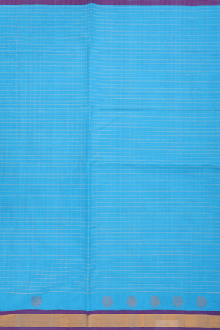 Venkatagiri Cotton Saree In Sky Blue With Checks Design