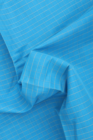 Venkatagiri Cotton Saree In Sky Blue With Checks Design