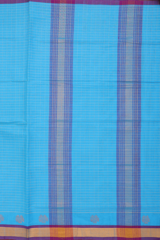 Venkatagiri Cotton Saree In Sky Blue With Checks Design