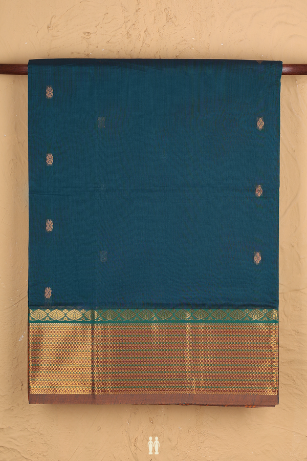 Venkatagiri Cotton Saree In Teal Blue With Floral Buttas