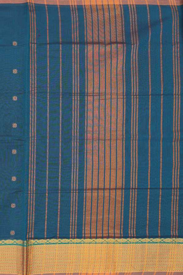 Venkatagiri Cotton Saree In Teal Blue With Floral Buttas