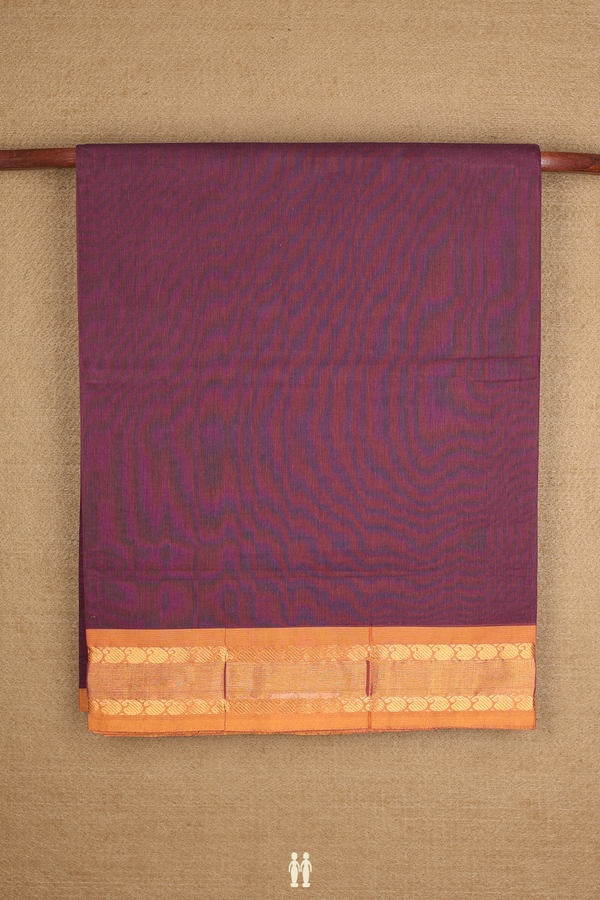 Venkatagiri Cotton Saree In Plum Brown With Paisley Border
