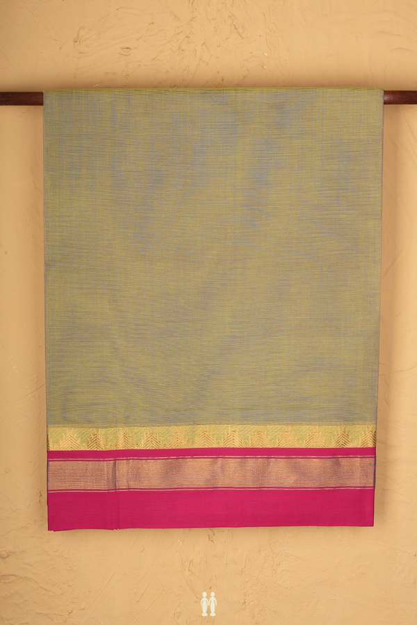 Venkatagiri Cotton Saree Green With Contrast Border