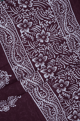 Warli Printed Design Dark Maroon Jaipur Cotton Saree