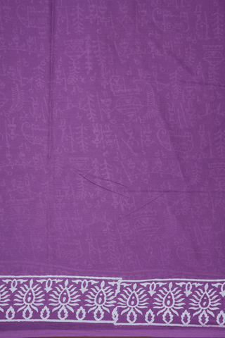 Warli Printed Design Dusty Purple Jaipur Cotton Saree