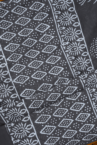 Warli Printed Design Greyish Green Jaipur Cotton Saree