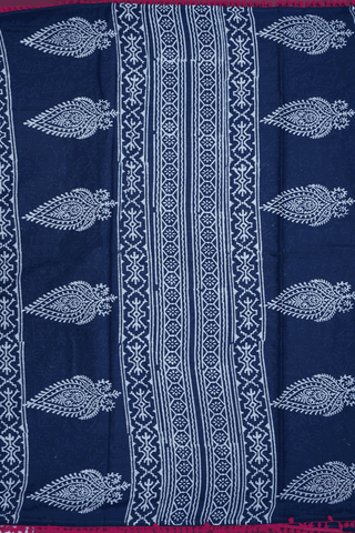 Warli Printed Design Navy Blue Jaipur Cotton Saree