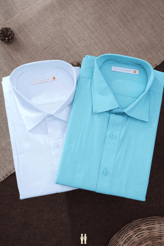 Assorted White And Blue Set Of 2 Size 44 Cotton Shirts