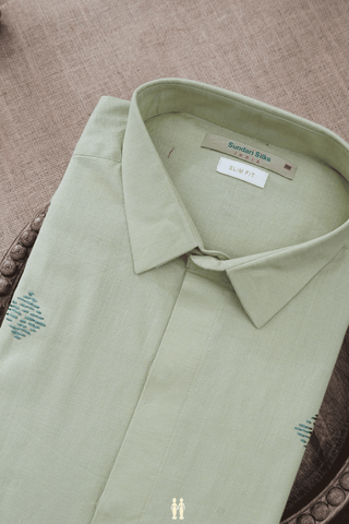 Assorted White And Green Set Of 2 Size 38 Cotton Shirts