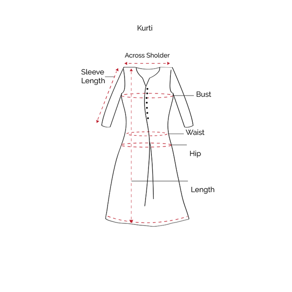 Round Neck Floral Design Red Cotton Long Kurta