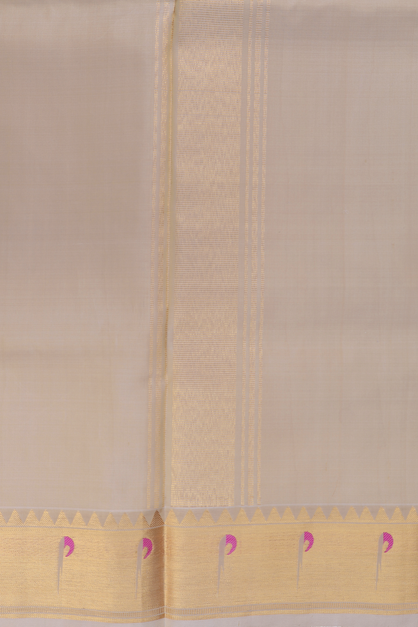 Zari Border Beige Silk Dhoti With Shirt Material