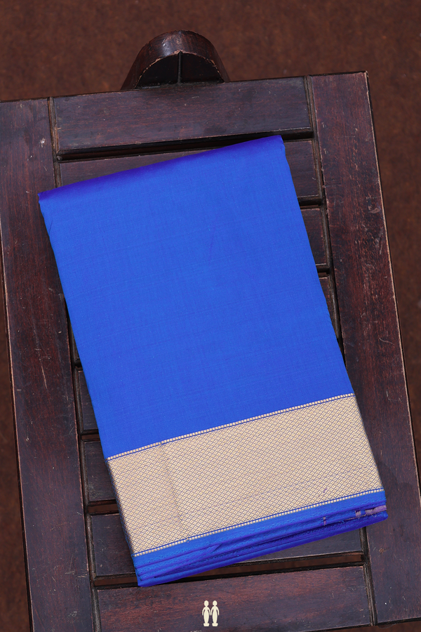 Zari Border Blue Silk Dhoti With Angavastram Set