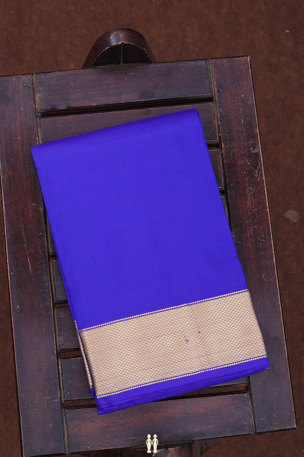 Zari Border Blue Silk Dhoti With Angavastram Set