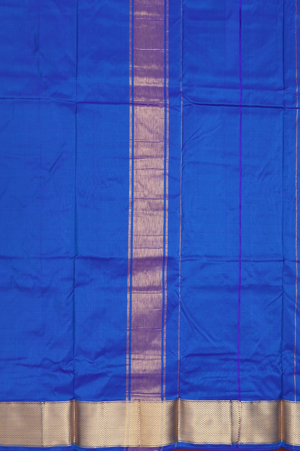 Zari Border Blue Silk Dhoti With Angavastram Set