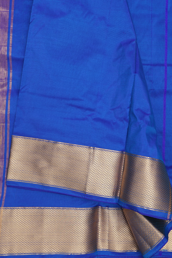 Zari Border Blue Silk Dhoti With Angavastram Set