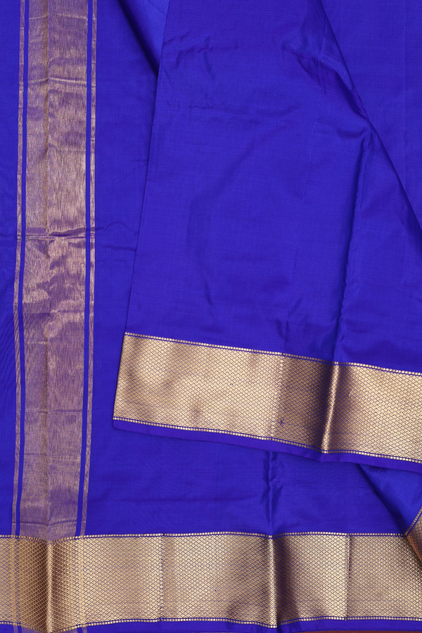 Zari Border Blue Silk Dhoti With Angavastram Set