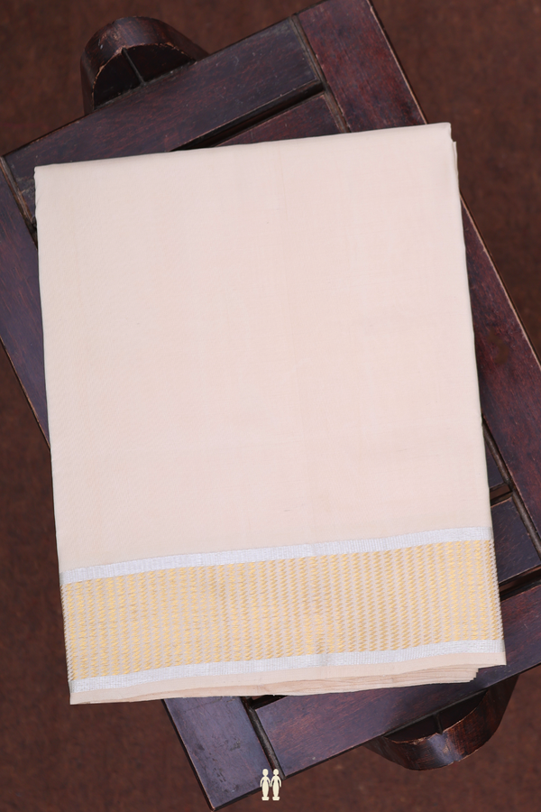Zari Border Blush Orange Silk Dhoti With Angavastram Set