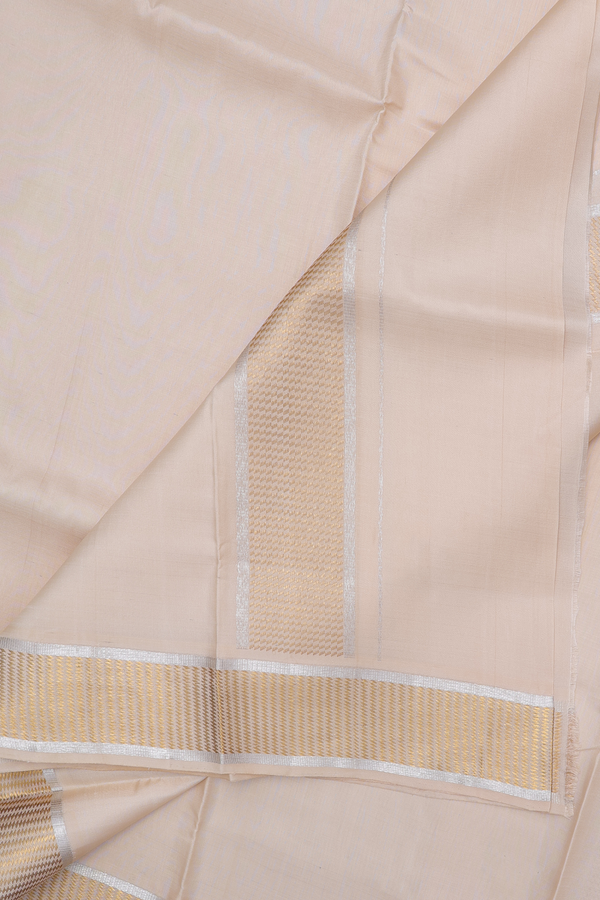 Zari Border Blush Orange Silk Dhoti With Angavastram Set