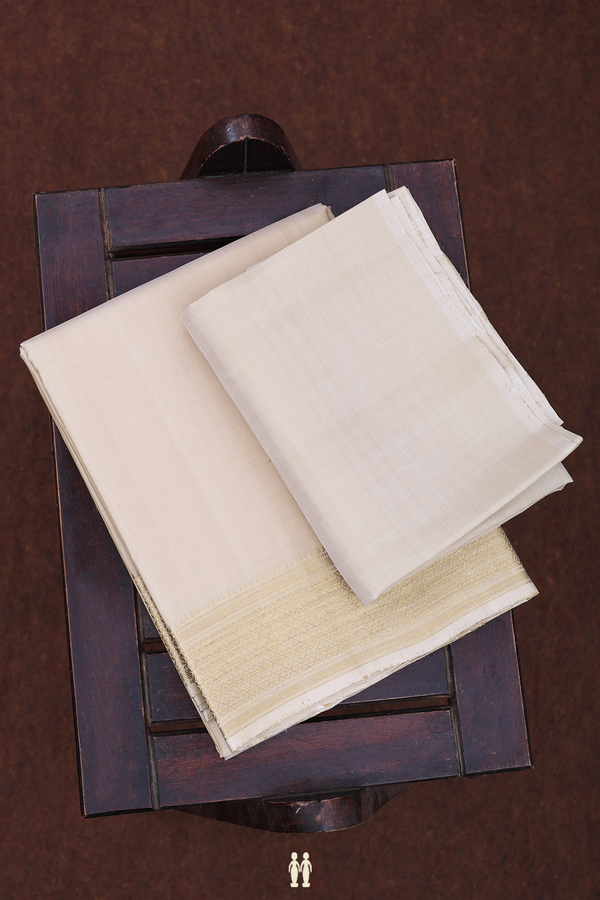 Zari Border Brown Silk Dhoti With Shirt Material