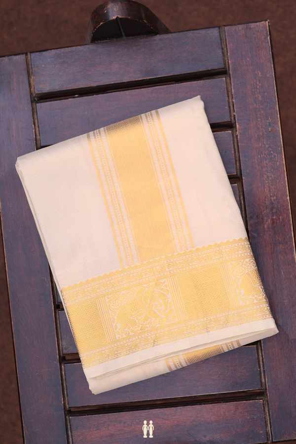 Zari Border Brown Tissue Art Silk Dhoti With Shirt Material