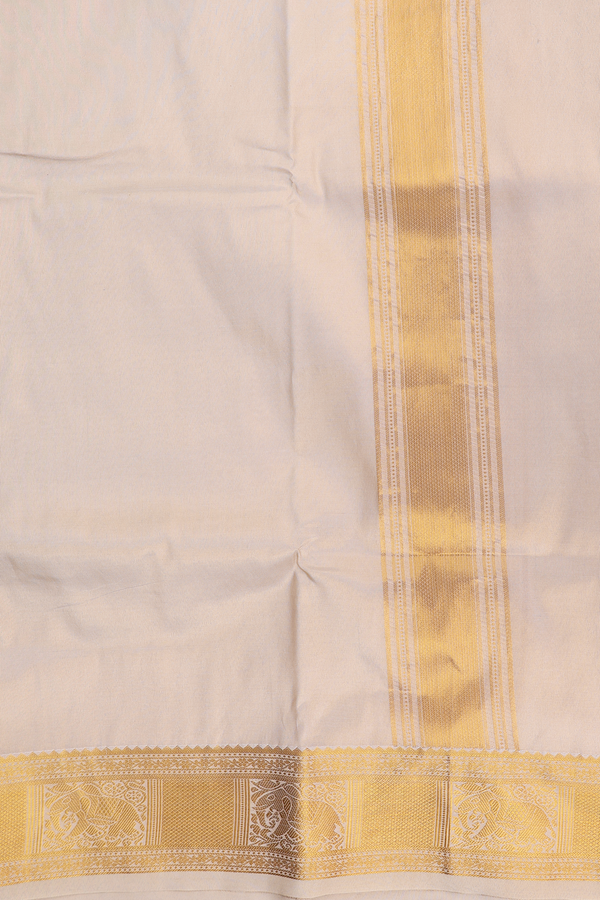 Zari Border Brown Tissue Art Silk Dhoti With Shirt Material