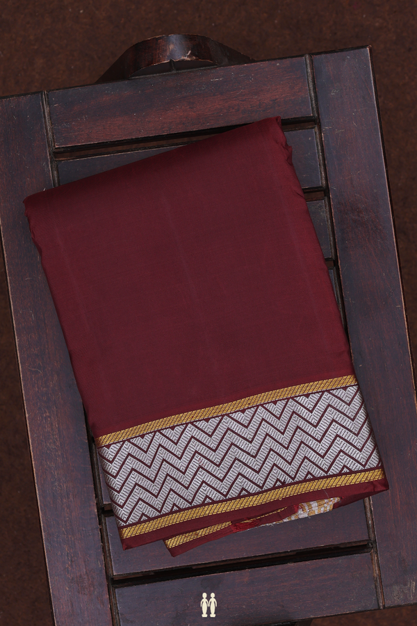 Zari Border Chocolate Brown Silk Dhoti With Angavastram Set