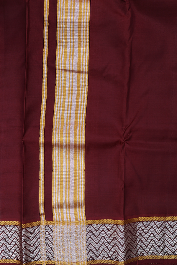 Zari Border Chocolate Brown Silk Dhoti With Angavastram Set