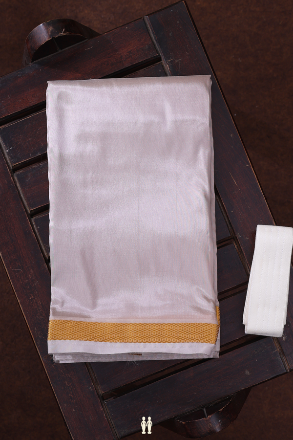 Zari Border Cream Brown Art Silk Dhoti With Shirt Material