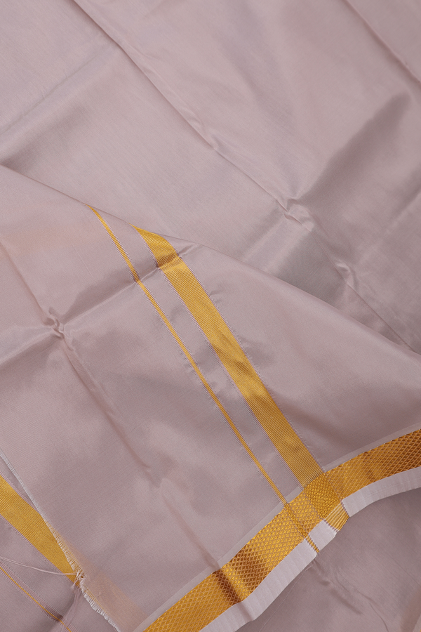 Zari Border Cream Brown Art Silk Dhoti With Shirt Material
