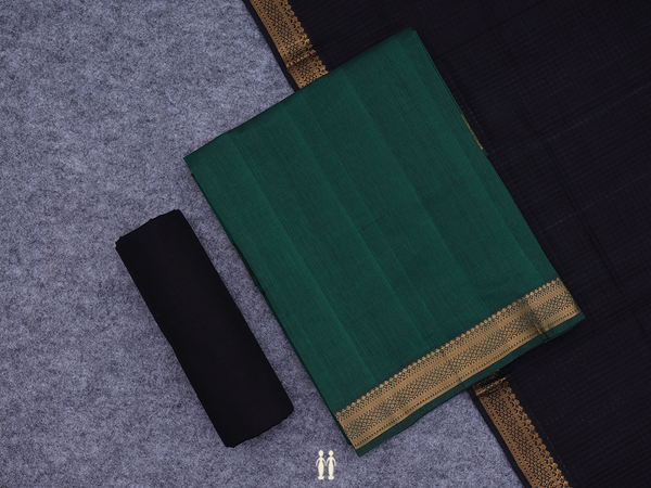 Zari Border Dark Green Cotton Unstitched Salwar Material