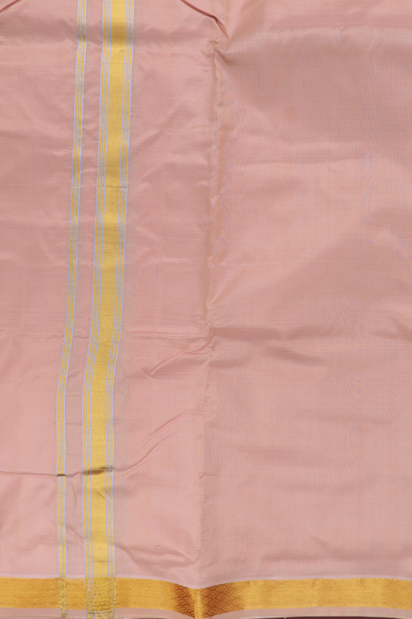 Zari Border Dusty Pink Silk Dhoti With Shirt Material
