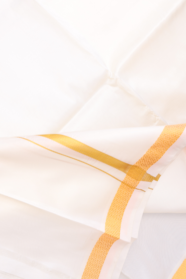 Zari Border Egg White Art Silk Dhoti