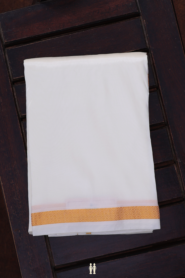 Zari Border Egg White Art Silk Dhoti