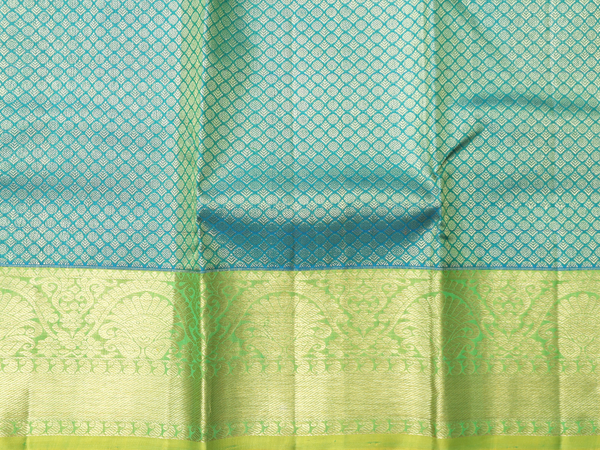 Zari Buttis Green Kanchipuram Silk Pavadai Sattai Material