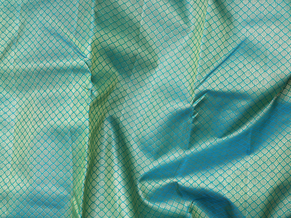Zari Buttis Green Kanchipuram Silk Pavadai Sattai Material