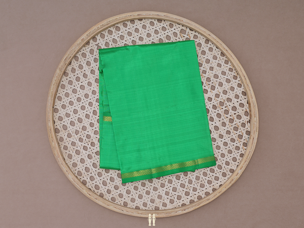 Zari Border Green Silk Dhoti For Deity