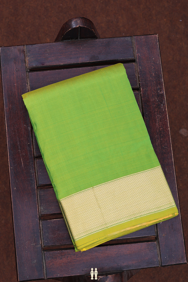 Zari Border Green Silk Dhoti With Angavastram Set