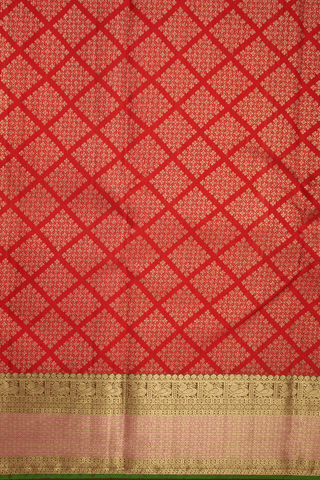 Zari Border In Brocade Chilli Red Kanchipuram Silk Saree