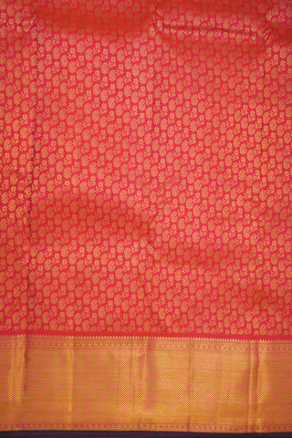 Zari Border In Brocade Coral Pink Kanchipuram Silk Saree