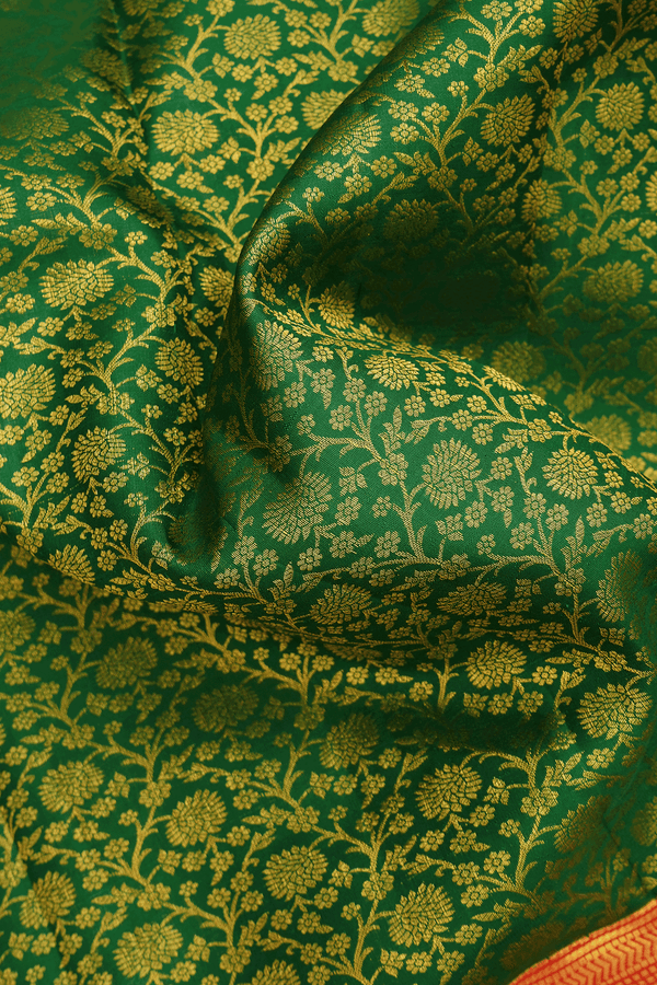 Zari Border In Brocade Emerald Green Kanchipuram Silk Saree