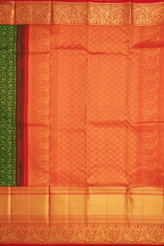 Zari Border In Brocade Emerald Green Kanchipuram Silk Saree