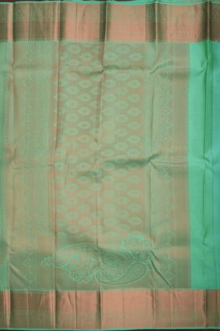 Zari Border In Brocade Pastel Green Kanchipuram Silk Saree