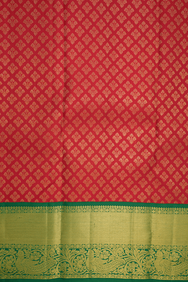 Zari Border In Brocade Scarlet Red Kanchipuram Silk Saree