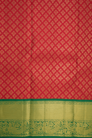 Zari Border In Brocade Scarlet Red Kanchipuram Silk Saree