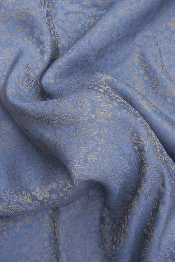 Zari Border In Brocade Steel Blue Mysore Silk Saree