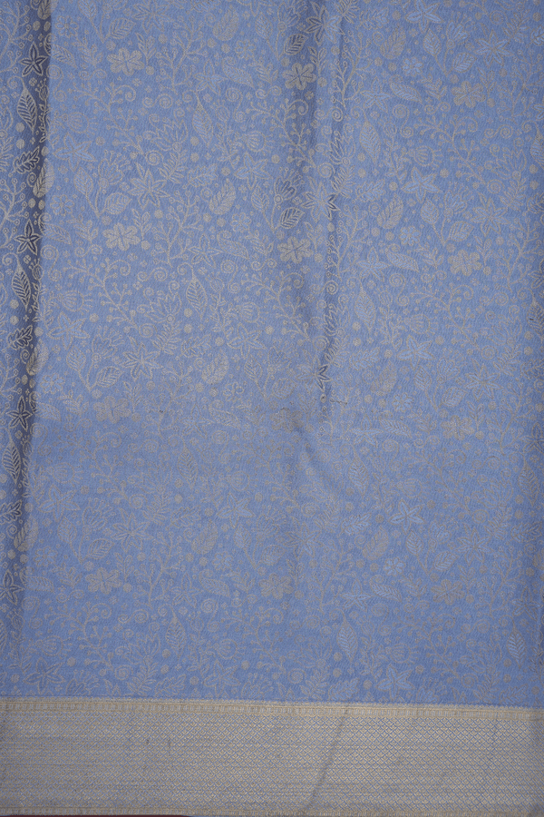 Zari Border In Brocade Steel Blue Mysore Silk Saree