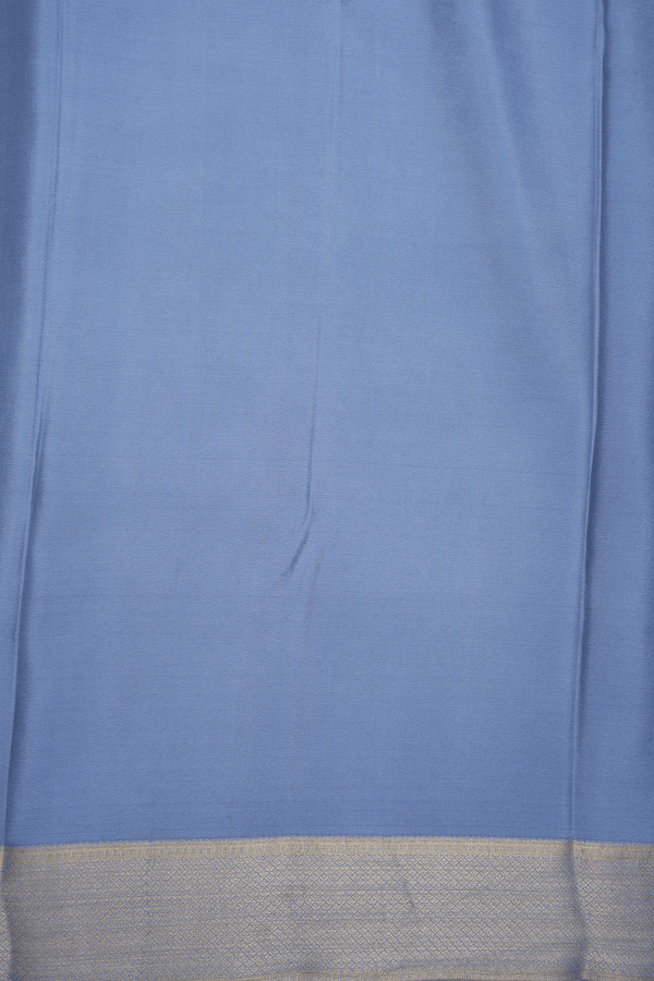 Zari Border In Brocade Steel Blue Mysore Silk Saree