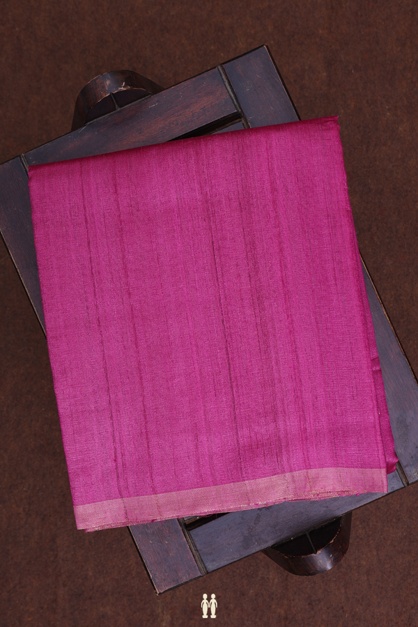 Zari Border Magenta Tussar Silk Dhoti With Angavastram Set