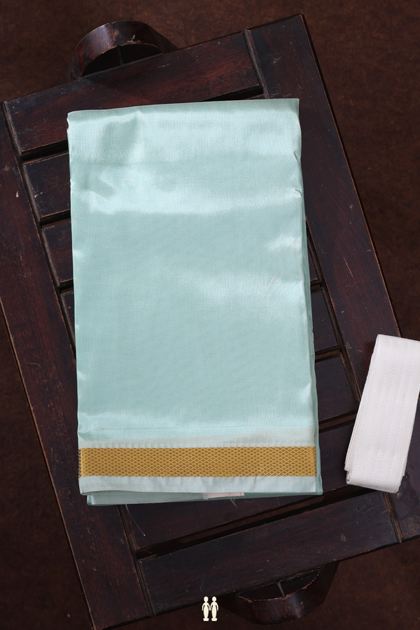 Zari Border Mint Green Art Silk Dhoti With Shirt Material